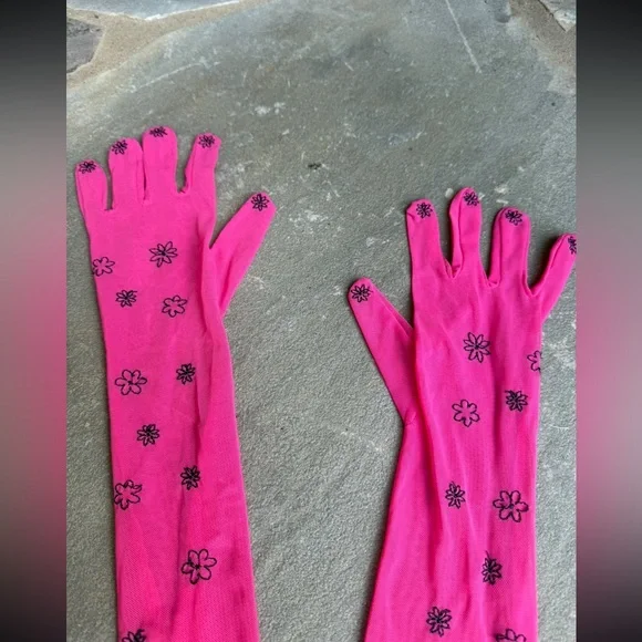 New🌟UO-Pink Floral Women's Opera Embroidery Gloves- - Picture 2 of 2